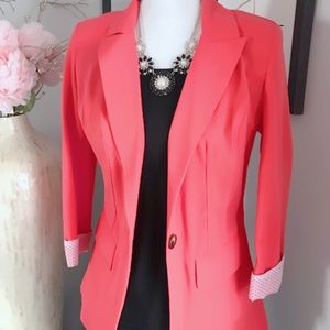 Orange blazer with cropped sleeves
